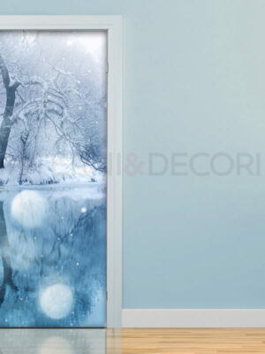 Decoro porta paesaggio "NEVE SUL LAGO GHIACCIATO"