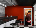Adesivo per porta ristorante "CALICE DI VINO ROSSO"