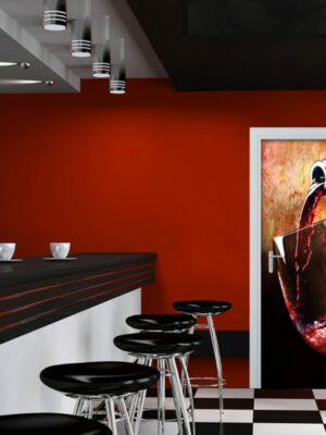 Adesivo per porta ristorante "CALICE DI VINO ROSSO"