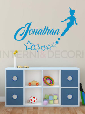Adesivo da parete bimbo "PETER PAN TRA STELLE" - Adesivo murale con nome