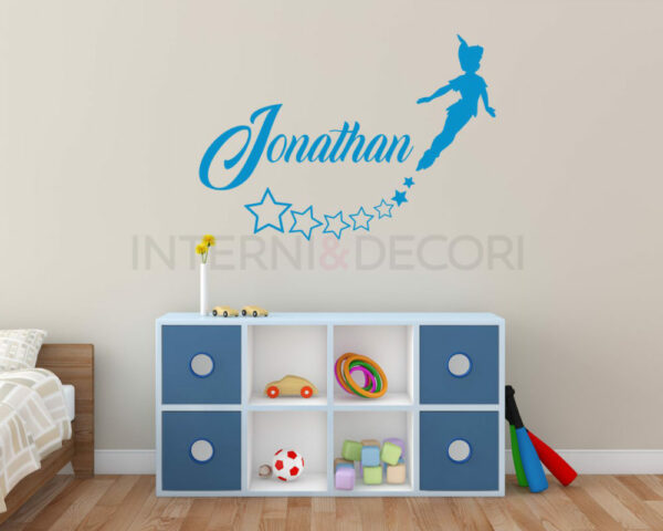 Adesivo da parete bimbo "PETER PAN TRA STELLE" - Adesivo murale con nome