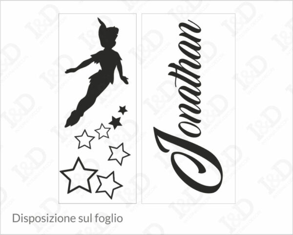 Adesivo da parete bimbo "PETER PAN TRA STELLE" - Adesivo murale con nome