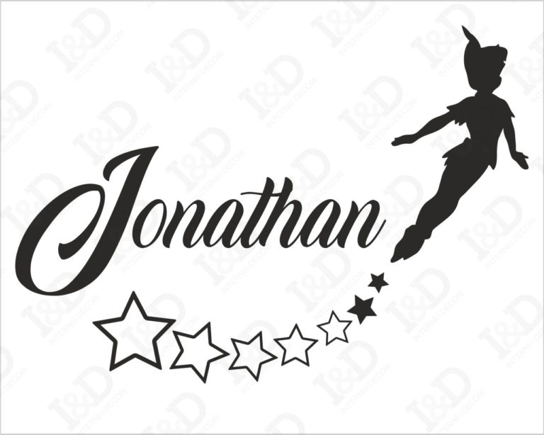Adesivo da parete bimbo "PETER PAN TRA STELLE" - Adesivo murale con nome