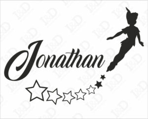 Adesivo Peter Pan + nome-Adesivo murale personalizzato
