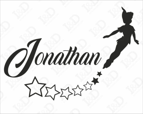 Adesivo da parete bimbo "PETER PAN TRA STELLE" - Adesivo murale con nome