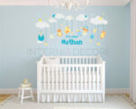 Adesivo nascita bimbo "NUVOLE E NINNOLI" - Adesivo murale con nome