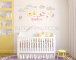 Adesivo nascita bimba "TRA STELLE E NUVOLE" - Adesivo murale con nome