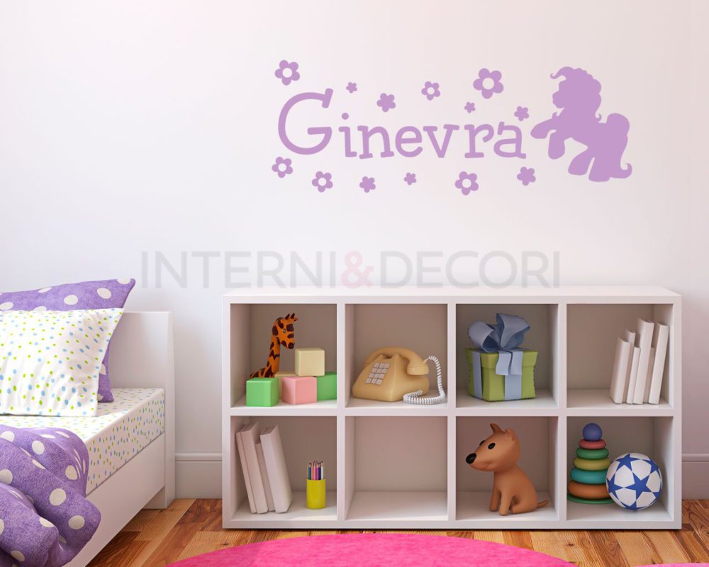 Adesivo da parete bimba “MINI PONY” – Adesivo murale con nome - Interni &  Decori