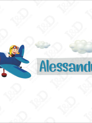 Adesivo aeroplano per bambini-adesivo murale con nome
