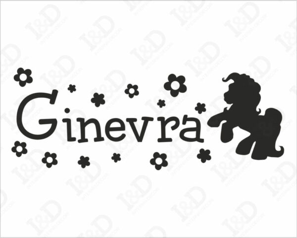 Adesivo da parete bimba "MINI PONY" - Adesivo murale con nome