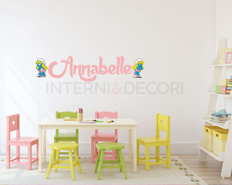 Adesivo da parete bimba "DUE TENERE PUFFETTE" - Adesivo murale con nome