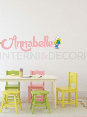 Adesivo da parete bimba "DUE TENERE PUFFETTE" - Adesivo murale con nome