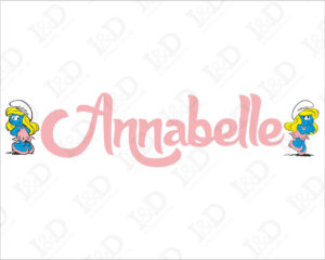 Adesivo murale con nome-Due tenere puffette-adesivo da parete puffi