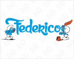 Adesivo murale con nome-Adesivo da parete puffi-Due strani ometti blu