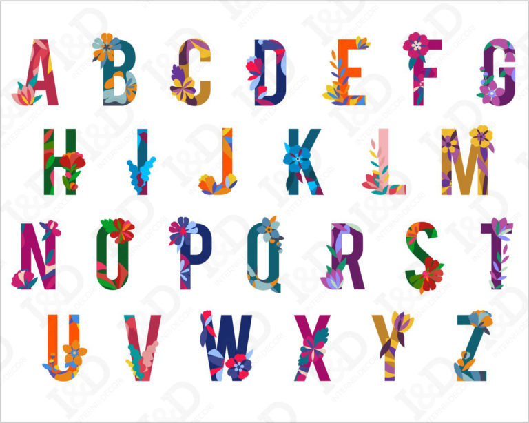 Adesivo da muro bimbi "ALFABETO FLOREALE" - Lettere adesive