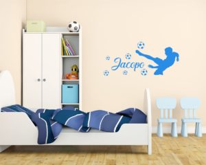 adesivo murale con nome-acrobazie in campo-Adesivo da parete calcio