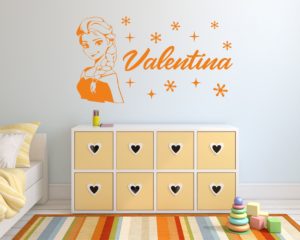 Adesivo murale con nome-Elsa tra fiocchi di neve-adesivo da parete