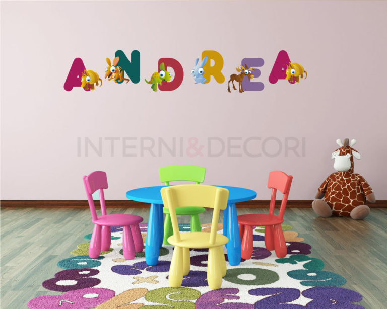 Adesivo da muro bimbi "ALFABETO CON ANIMALI" - Lettere adesive