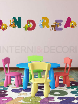 Adesivo da muro bimbi "ALFABETO CON ANIMALI" - Lettere adesive