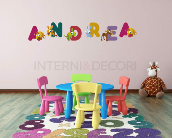 Adesivo da muro bimbi "ALFABETO CON ANIMALI" - Lettere adesive