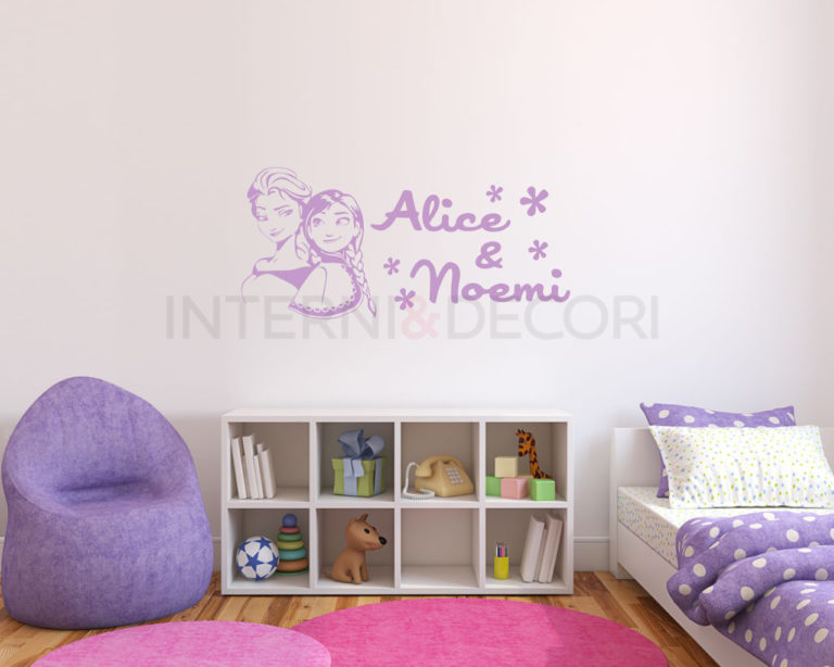 Adesivo da parete bimba "FROZEN: ELSA E ANNA" - Adesivo murale con nome