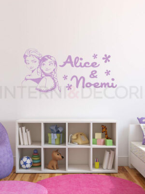 Adesivo da parete bimba "FROZEN: ELSA E ANNA" - Adesivo murale con nome