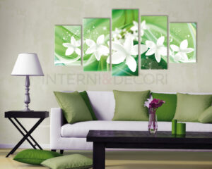 Quadro moderno "FIORI BIANCHI SU SFONDO VERDE"