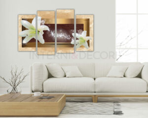 Quadro moderno fiori "LILIUM SU SFONDO DORATO"