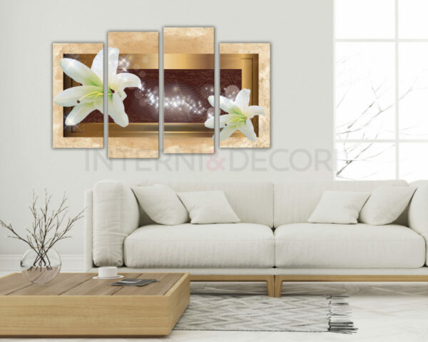 Quadro moderno fiori "LILIUM SU SFONDO DORATO"