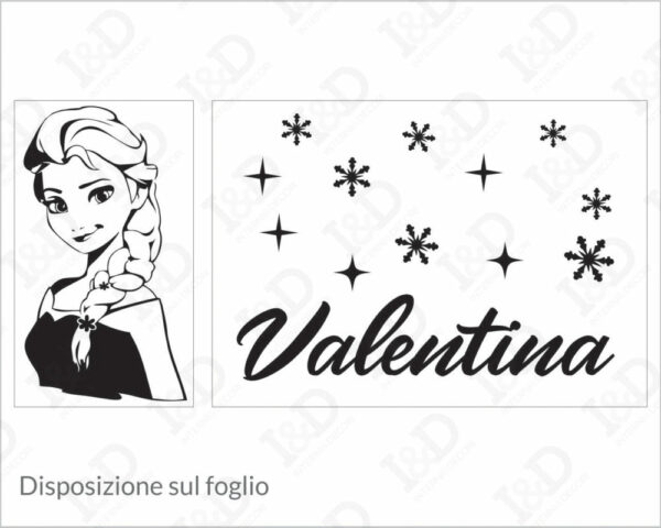 Adesivo da parete bimba "FROZEN: ELSA TRA FIOCCHI DI NEVE" - Adesivo murale con nome