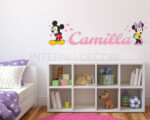 Adesivo da parete bimbi "CUORI PER MINNIE" - Adesivo murale con nome