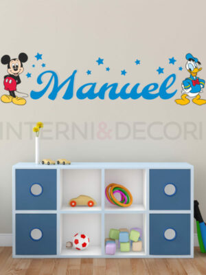Adesivo da parete bimbo "TOPOLINO E PAPERINO" - Adesivo murale con nome