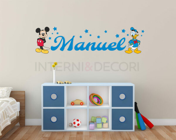 Adesivo da parete bimbo "TOPOLINO E PAPERINO" - Adesivo murale con nome