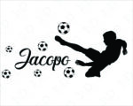 Adesivo da parete calcio "ACROBAZIE IN CAMPO" - Adesivo murale con nome