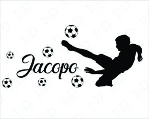 Adesivo da parete calcio-acrobazie in campo-adesivo murale con nome