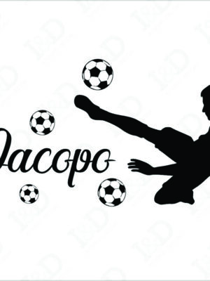Adesivo da parete calcio-acrobazie in campo-adesivo murale con nome