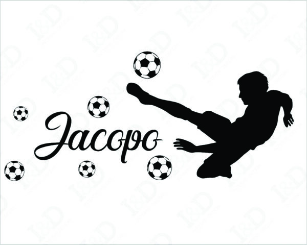 Adesivo da parete calcio "ACROBAZIE IN CAMPO" - Adesivo murale con nome
