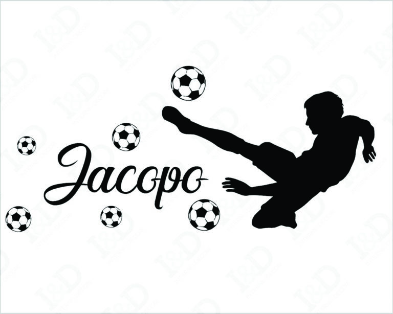 Adesivo da parete calcio "ACROBAZIE IN CAMPO" - Adesivo murale con nome