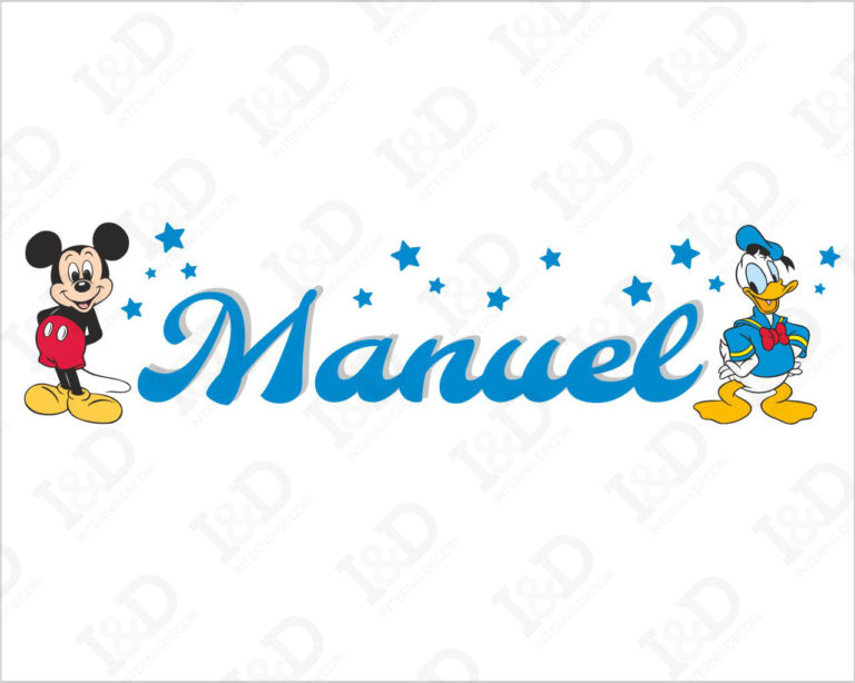 Adesivo da parete bimbo "TOPOLINO E PAPERINO" - Adesivo murale con nome