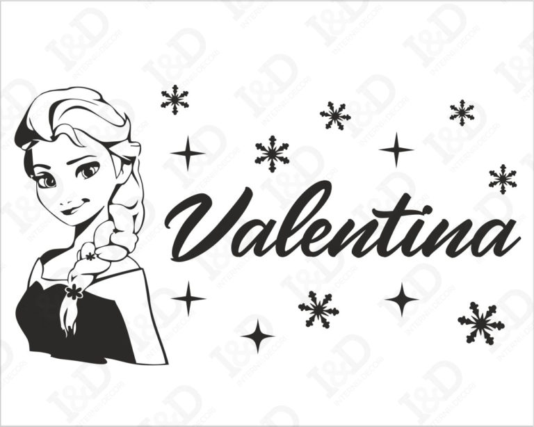 Adesivo da parete bimba "FROZEN: ELSA TRA FIOCCHI DI NEVE" - Adesivo murale con nome