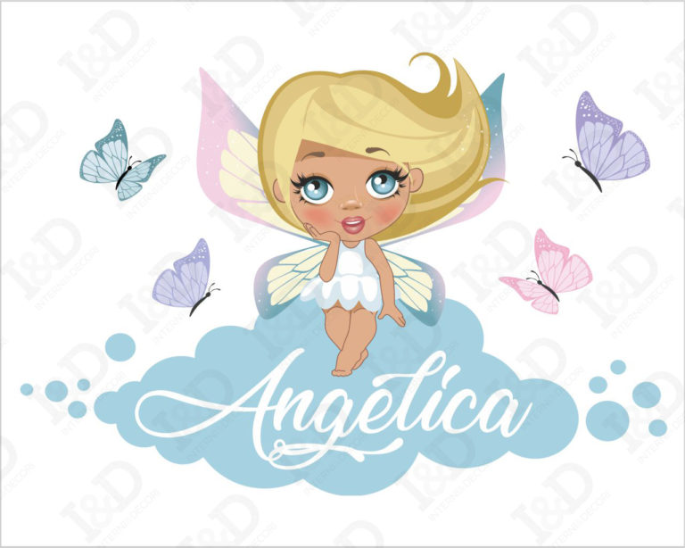 Adesivo da parete bimba "TRA DELICATE FARFALLE" - Adesivo murale con nome