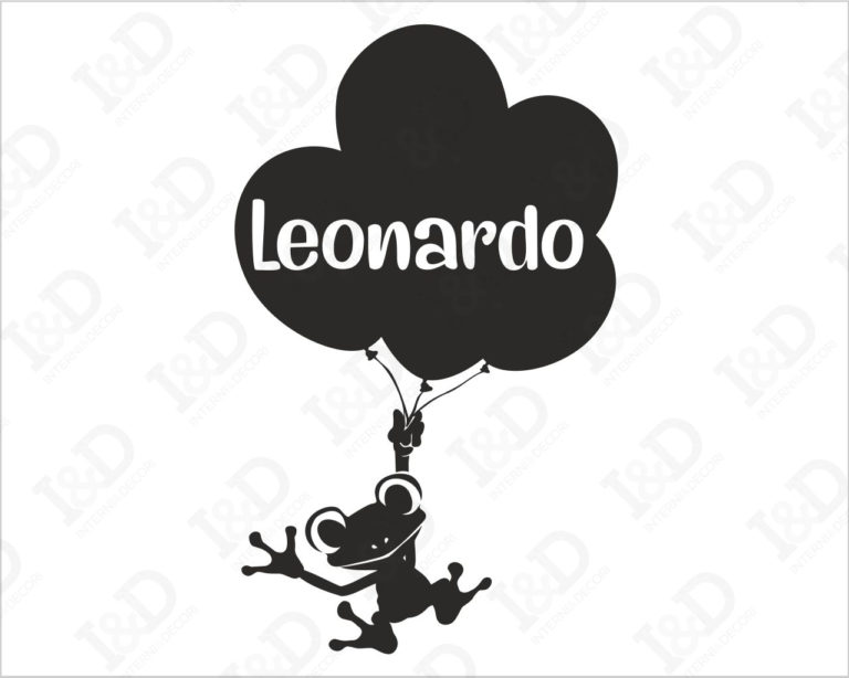 Adesivo da parete ranocchio "APPESO AI PALLONCINI" - Adesivo murale con nome