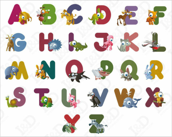 Adesivo da muro bimbi "ALFABETO CON ANIMALI" - Lettere adesive