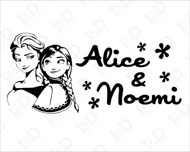 Adesivo da parete bimba "FROZEN: ELSA E ANNA" - Adesivo murale con nome