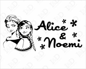 Adesivo da parete Frozen-Elsa e Anna-adesivo murale con nome