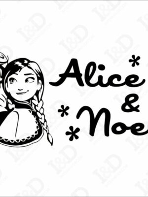 Adesivo da parete Frozen-Elsa e Anna-adesivo murale con nome