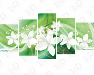 Quadro moderno-Fiori su sfondo verde-stampa su tela