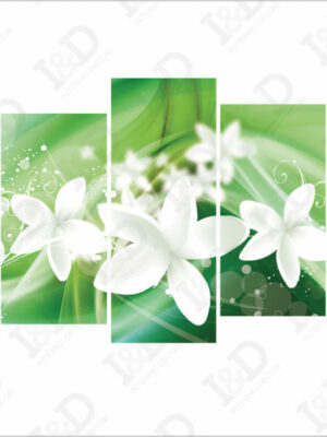 Quadro moderno-Fiori su sfondo verde-stampa su tela