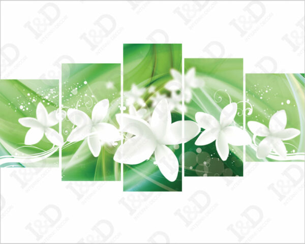 Quadro moderno "FIORI BIANCHI SU SFONDO VERDE"