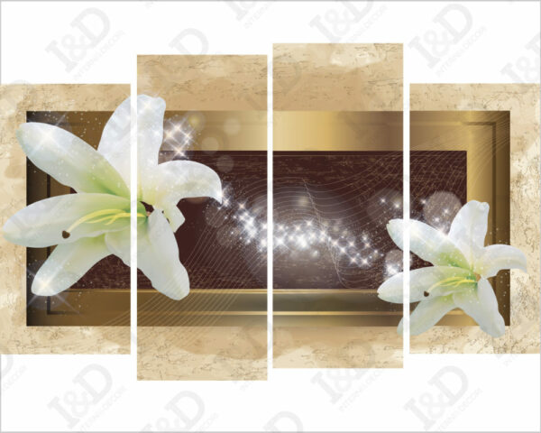 Quadro moderno fiori "LILIUM SU SFONDO DORATO"